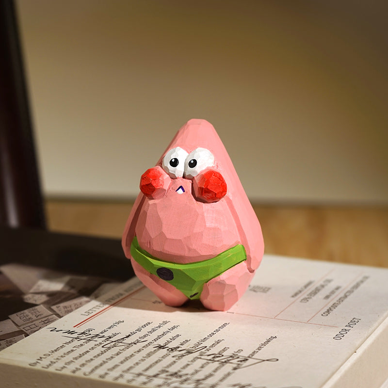 Artistic wooden figure of Patrick, perfect for collectors.