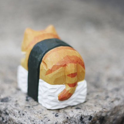 The back view of the Sushi Sleeping Cat figurine shows the superb workmanship.