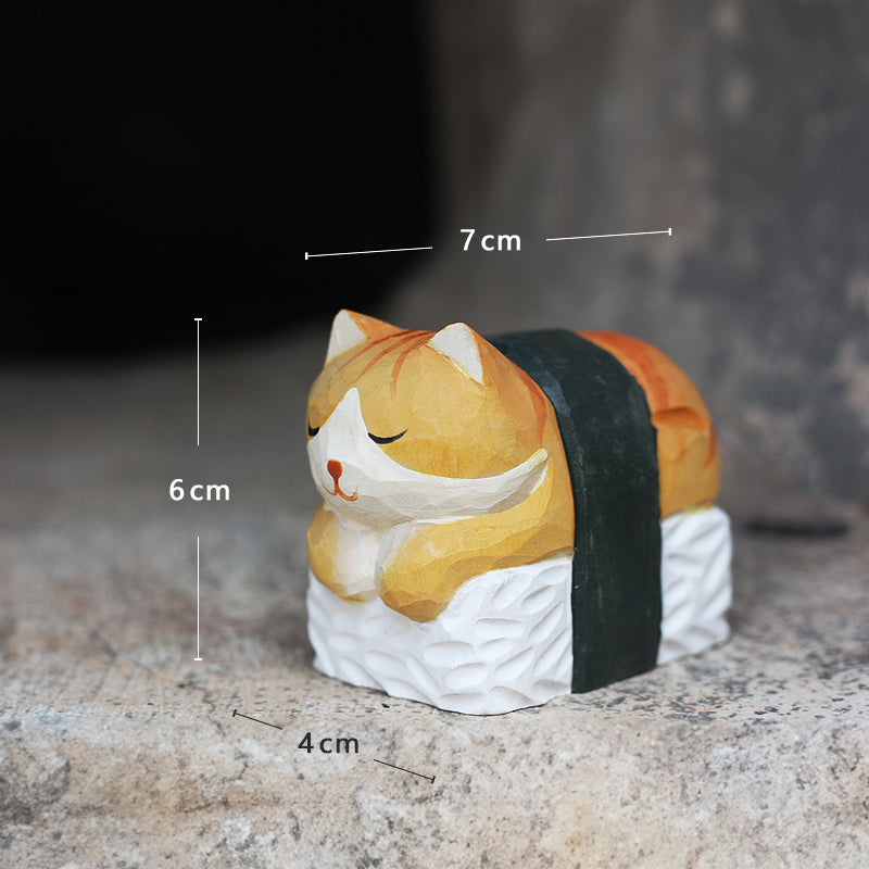 Size information for sushi sleeping cat sculpture