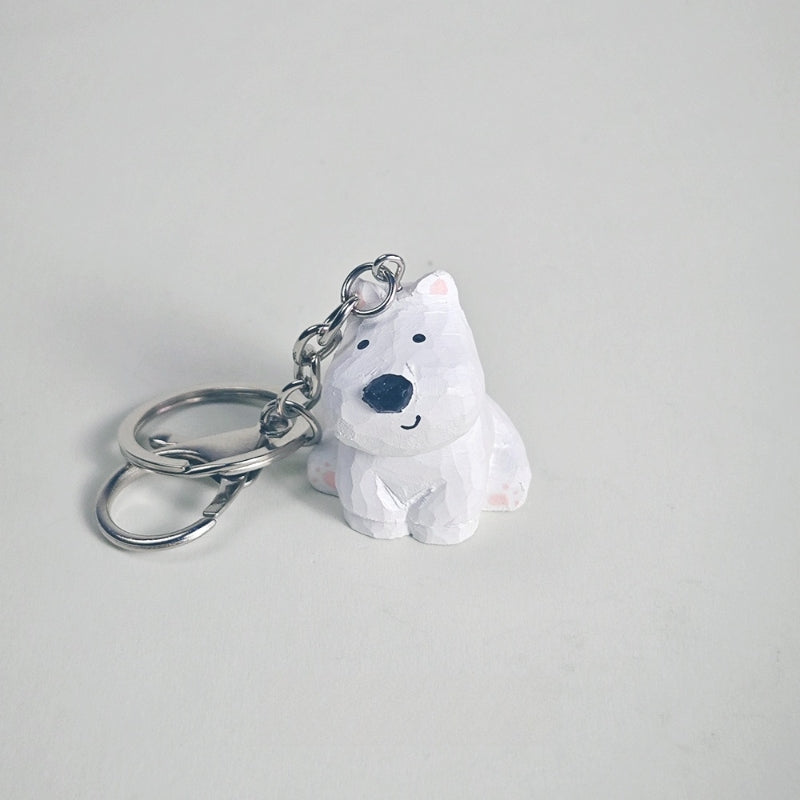 Westie Dog Keychain Hand-Carved Wooden