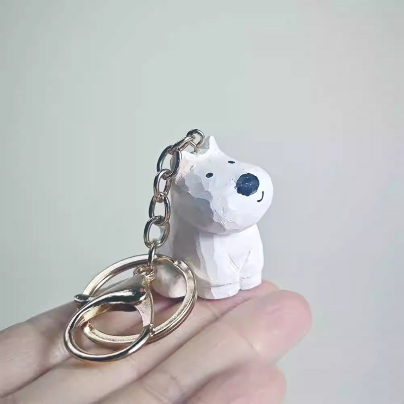 Westie Dog Keychain Hand-Carved Wooden