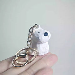 Westie Dog Keychain Hand-Carved Wooden