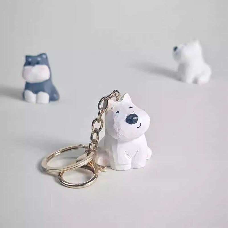 Westie Dog Keychain Hand-Carved Wooden