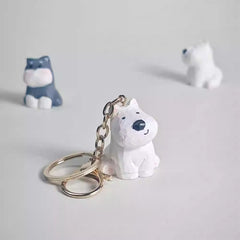 Westie Dog Keychain Hand-Carved Wooden