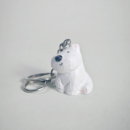 Westie Dog Keychain Hand-Carved Wooden