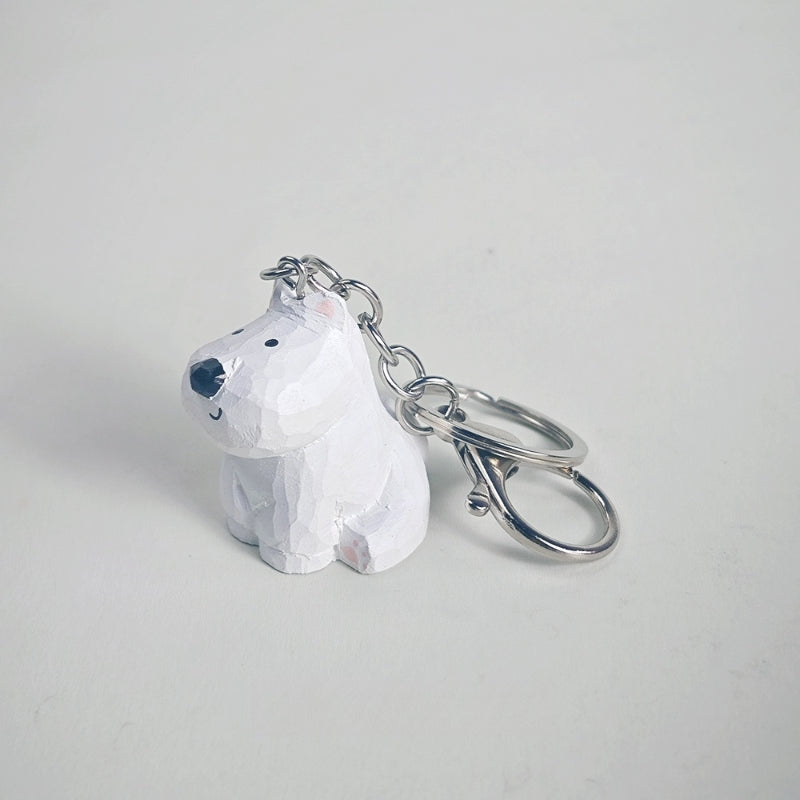 Westie Dog Keychain Hand-Carved Wooden