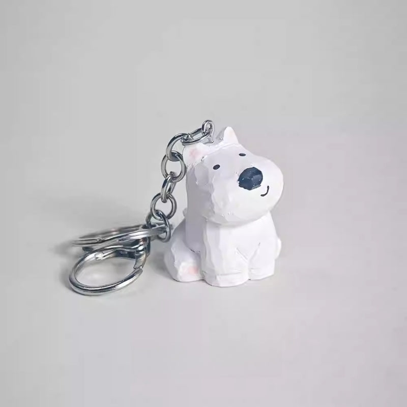 Westie Dog Keychain Hand-Carved Wooden