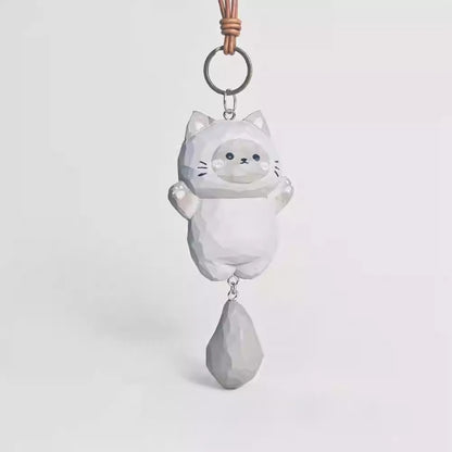 white siamese cat wooden keychain