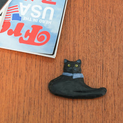 wooden cat fridge magnet tabletop view