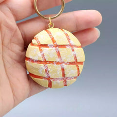 Wooden cookie keychain detail
