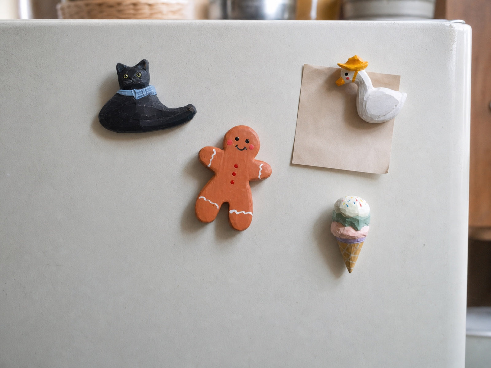 Playful hand-painted Wooden Smile fridge magnets