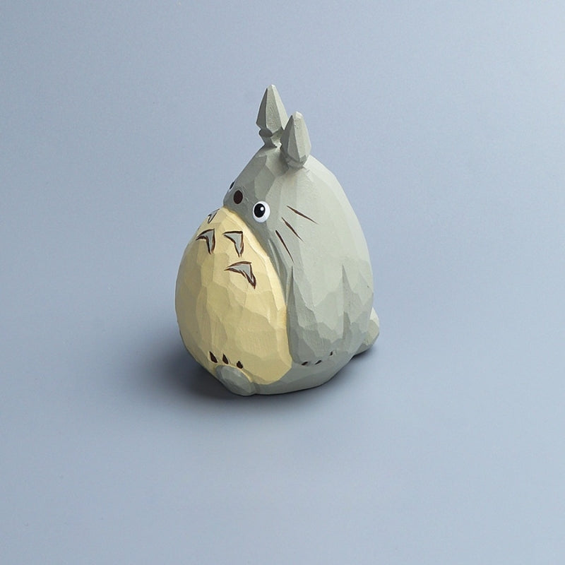 Wooden Totoro Figurine Hand-Carved And Painted